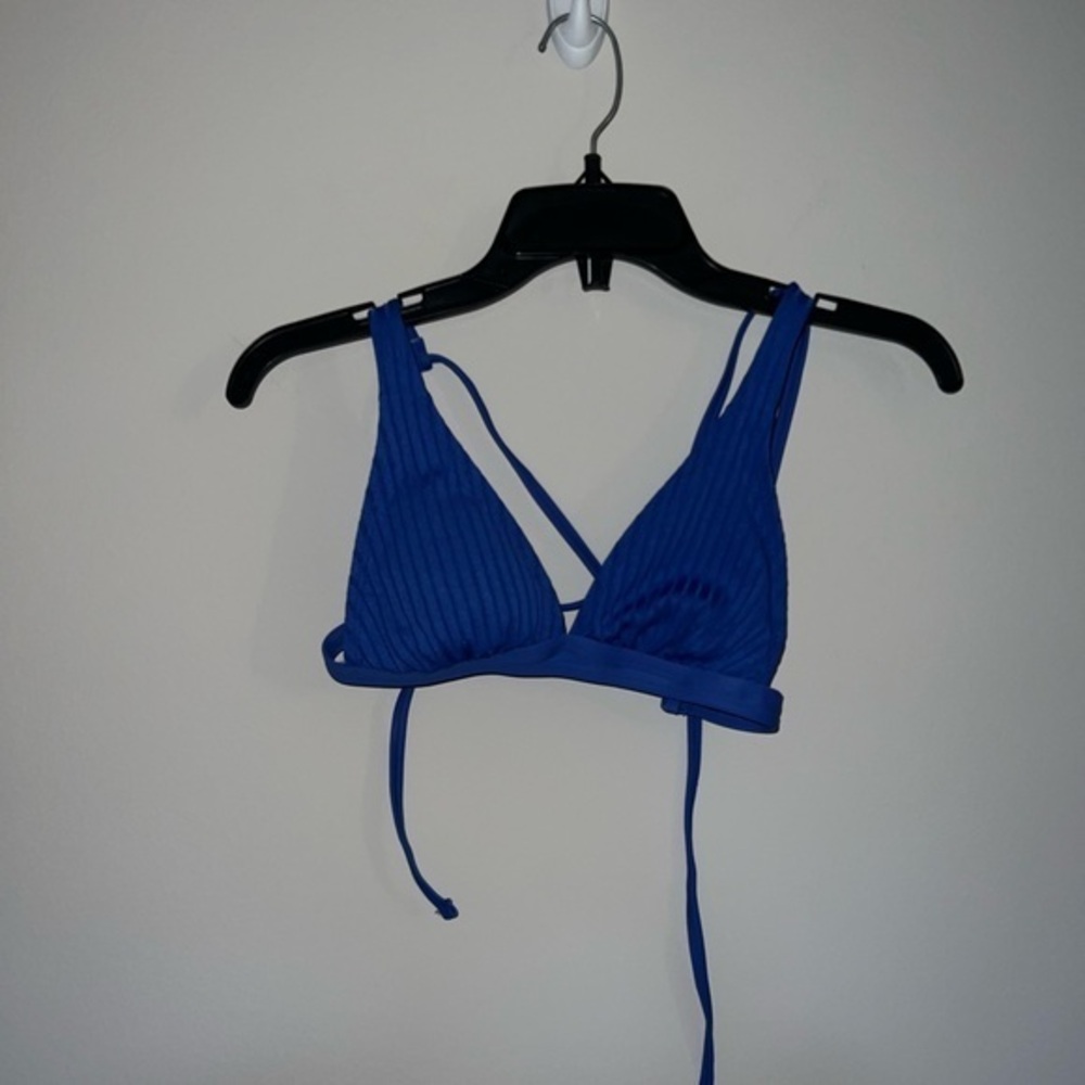 Blue ribbed padded bikini top xhilaration XS